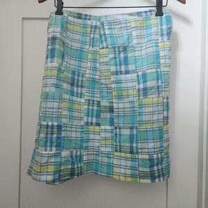 Talbots Blue and Green Mini Pencil Skirt Resort Wear